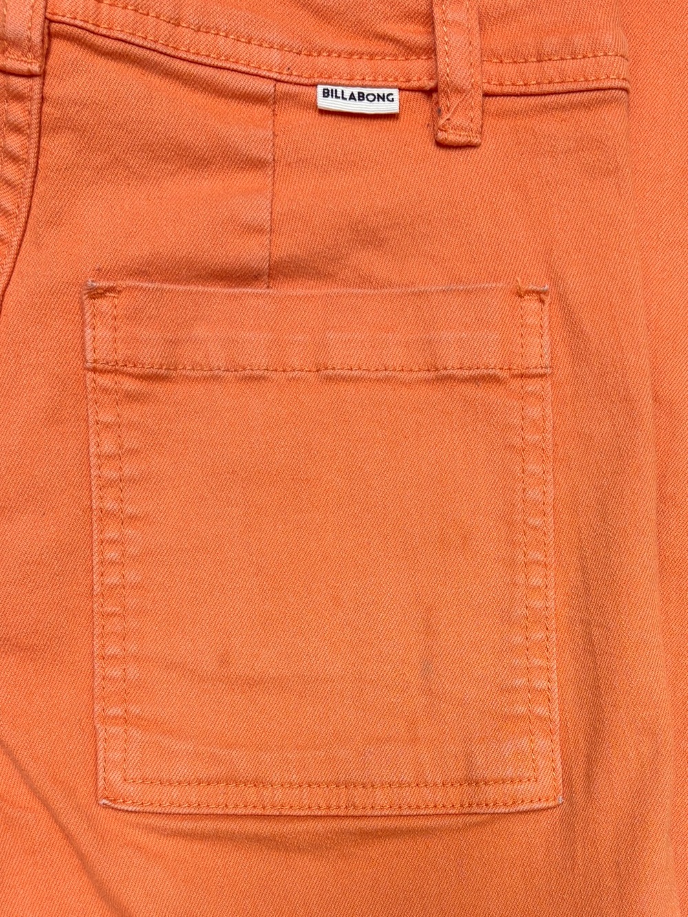 Billabong Coral Orange Cropped Wide Leg Jeans Size 25 | High Rise Raw Hem Pants - Picture 7 of 8